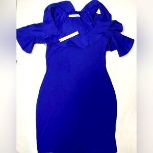 Susana Monaco Womens Blue Cold Shoulder Sleeve Sheath Dress Red Size M NWT